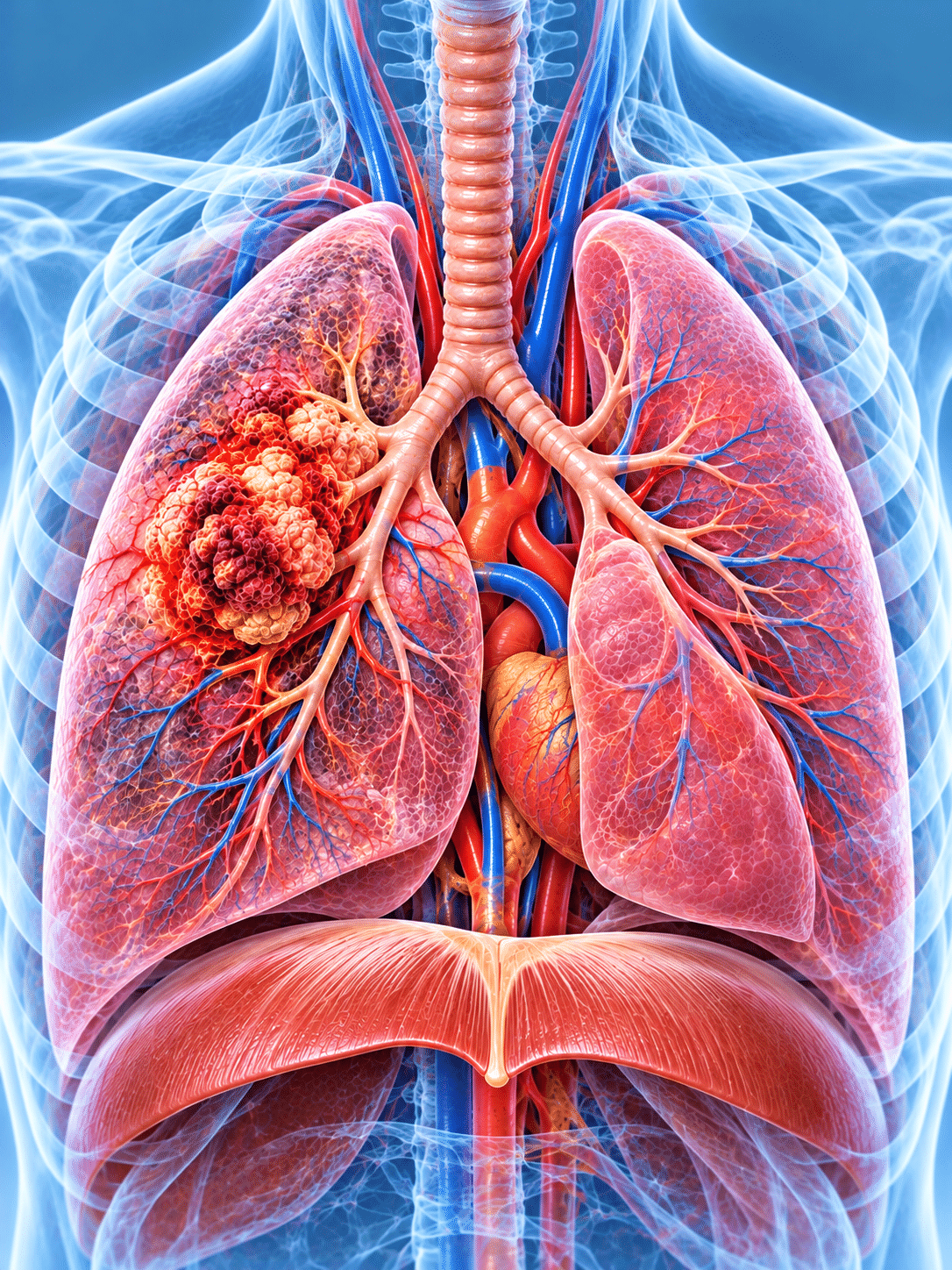 CT scan showing lung adenocarcinoma