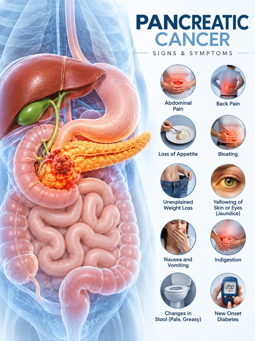Diagram showing the position of the pancreas within the digestive system