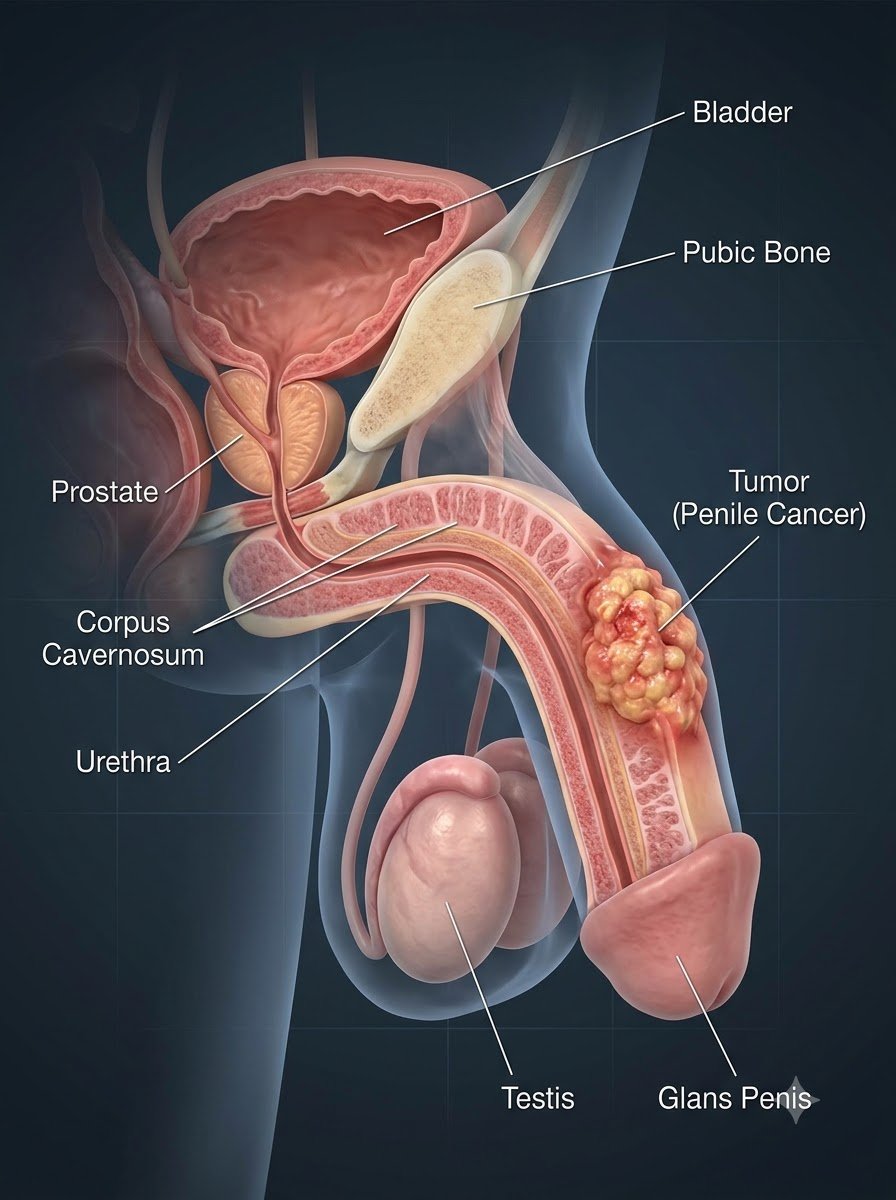 Male reproductive system anatomy illustration